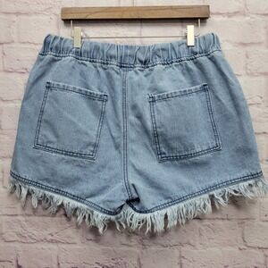 Y2K DT Jeans Denim Fringe Short Shorts Womens 1XL Hippie Frayed Boho Beachwear‎